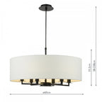 TYL6422 Tyler 6 Light Chadelier Matt Black and White With Shade