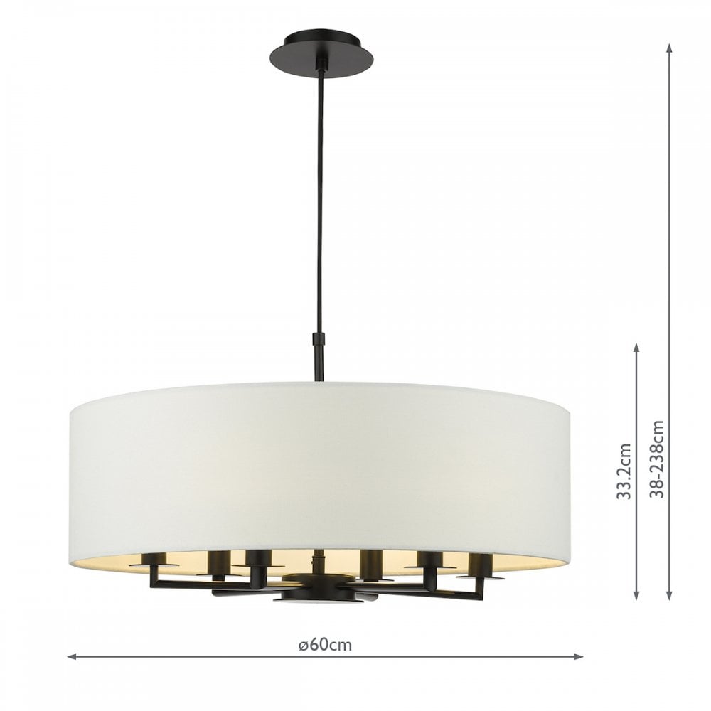 TYL6422 Tyler 6 Light Chadelier Matt Black and White With Shade