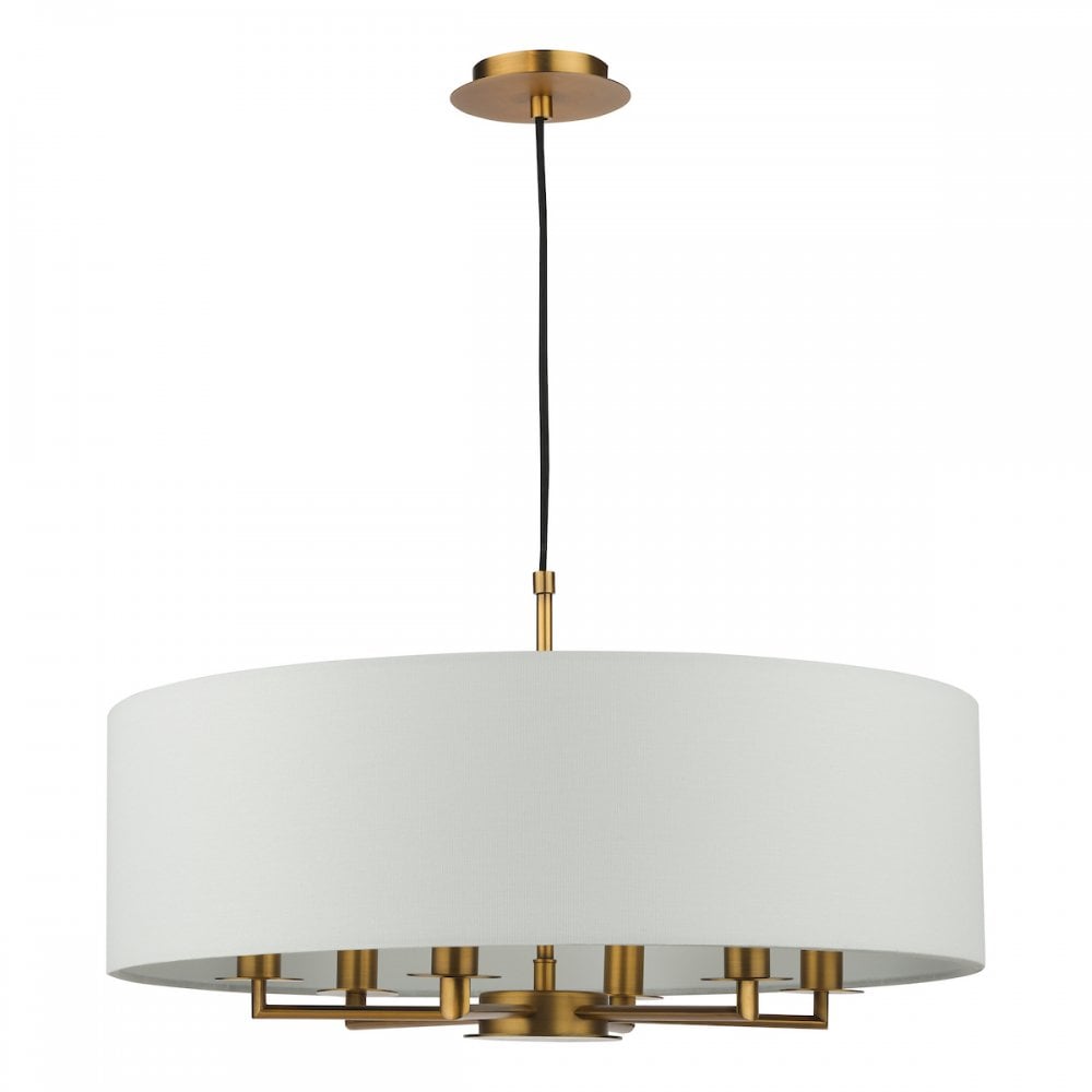 TYL6463 Tyler 6 Light Chandelier Antique Bronze and White With Shade