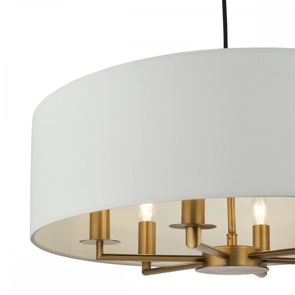 TYL6463 Tyler 6 Light Chandelier Antique Bronze and White With Shade