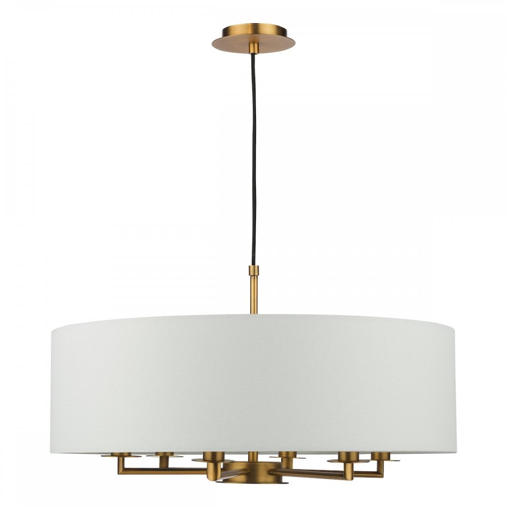 TYL6463 Tyler 6 Light Chandelier Antique Bronze and White With Shade