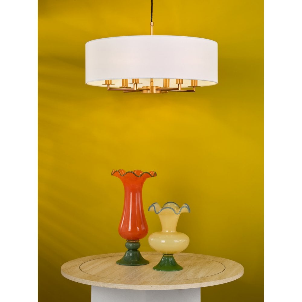 TYL6463 Tyler 6 Light Chandelier Antique Bronze and White With Shade