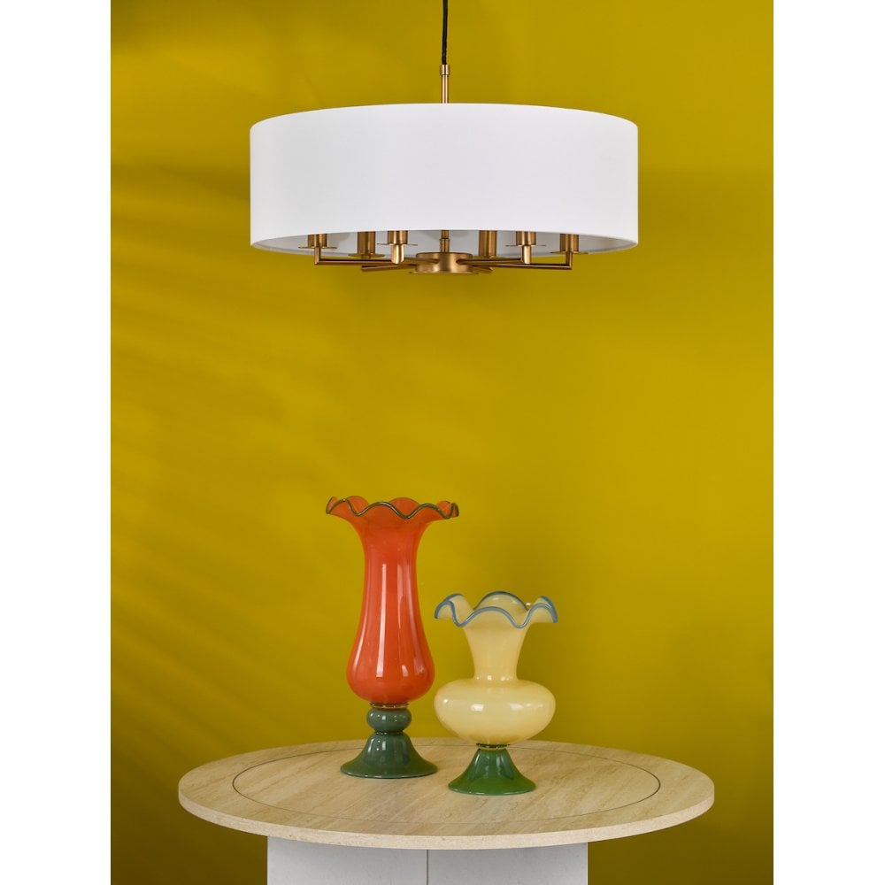 TYL6463 Tyler 6 Light Chandelier Antique Bronze and White With Shade