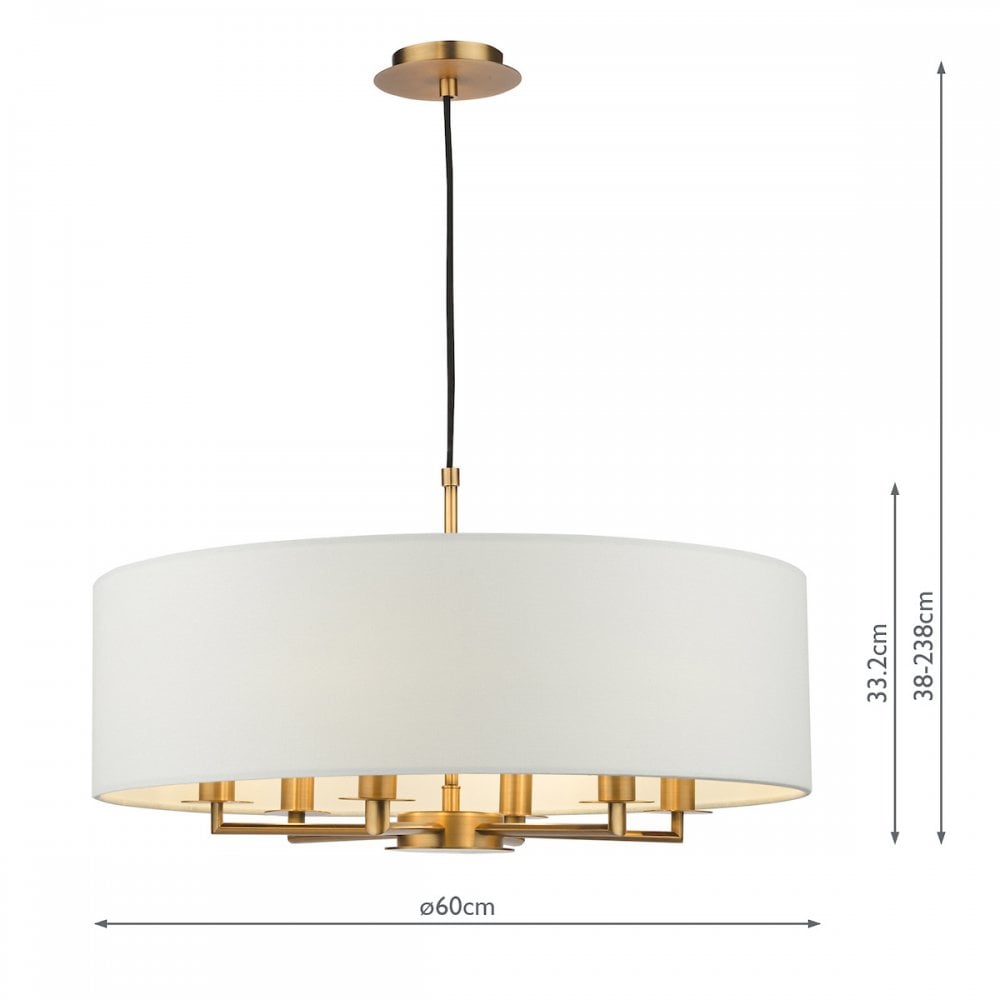 TYL6463 Tyler 6 Light Chandelier Antique Bronze and White With Shade