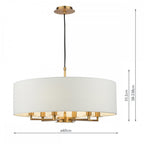 TYL6463 Tyler 6 Light Chandelier Antique Bronze and White With Shade
