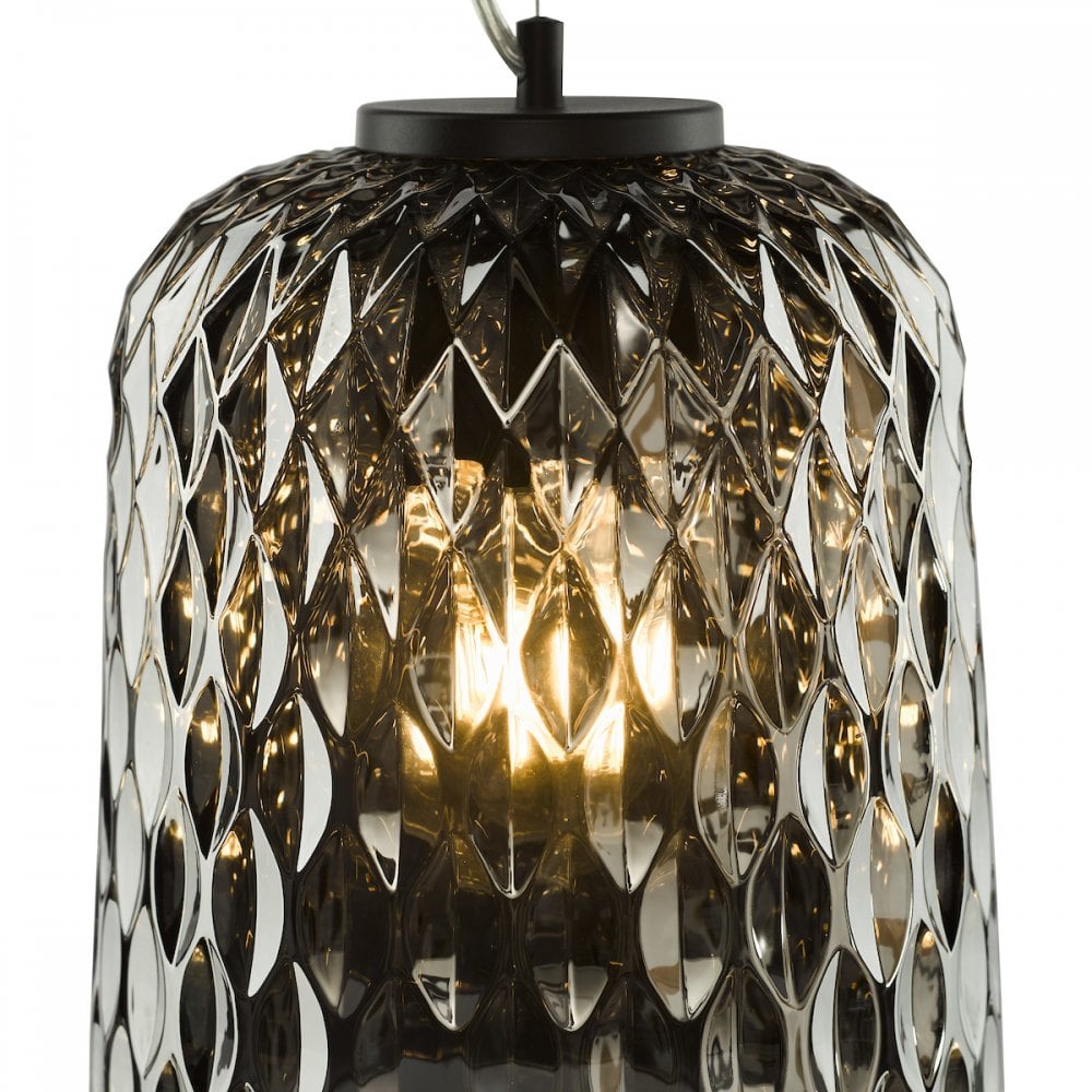 VAR0110 Varius Pendant Matt Black and Smoked Glass