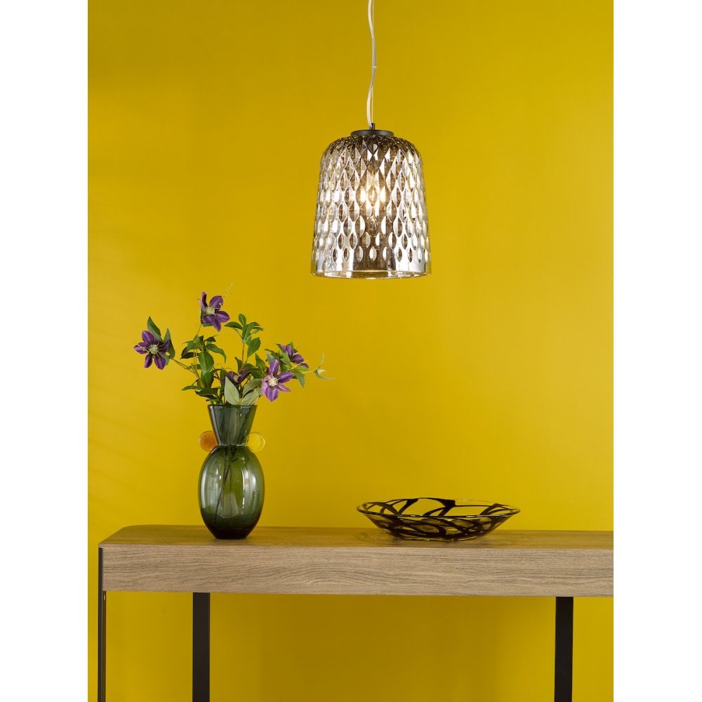 VAR0110 Varius Pendant Matt Black and Smoked Glass