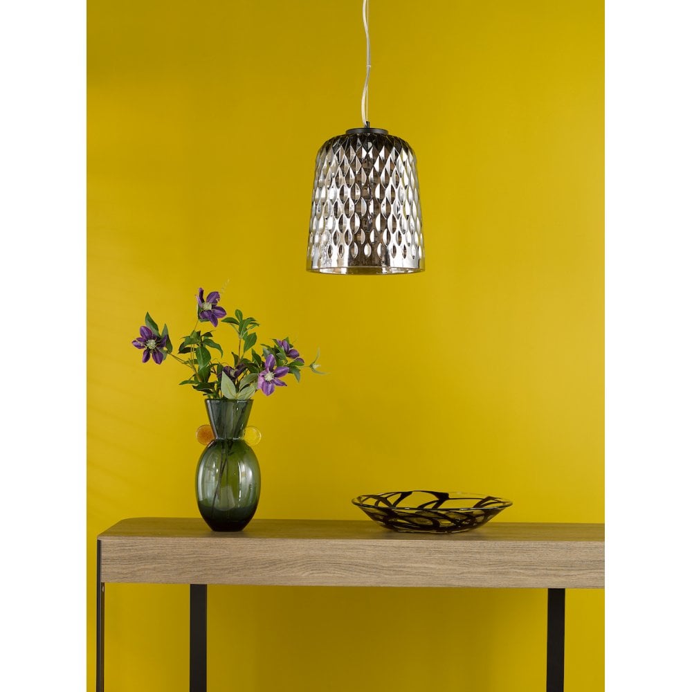 VAR0110 Varius Pendant Matt Black and Smoked Glass