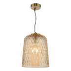 VAR0120 Varius Pendant Natural Brass and Amber Glass