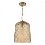 VAR0120 Varius Pendant Natural Brass and Amber Glass