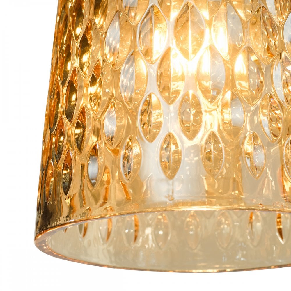 VAR0120 Varius Pendant Natural Brass and Amber Glass