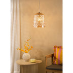 VAR0120 Varius Pendant Natural Brass and Amber Glass