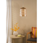 VAR0120 Varius Pendant Natural Brass and Amber Glass