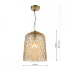 VAR0120 Varius Pendant Natural Brass and Amber Glass