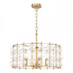 YUR0435 Yuridia 4 Light Pendant Satin Gold and Ribbed Glass