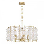 YUR0435 Yuridia 4 Light Pendant Satin Gold and Ribbed Glass