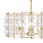YUR0435 Yuridia 4 Light Pendant Satin Gold and Ribbed Glass