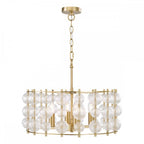 YUR0435 Yuridia 4 Light Pendant Satin Gold and Ribbed Glass
