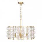YUR0435 Yuridia 4 Light Pendant Satin Gold and Ribbed Glass