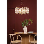 YUR0435 Yuridia 4 Light Pendant Satin Gold and Ribbed Glass