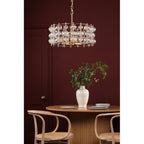 YUR0435 Yuridia 4 Light Pendant Satin Gold and Ribbed Glass