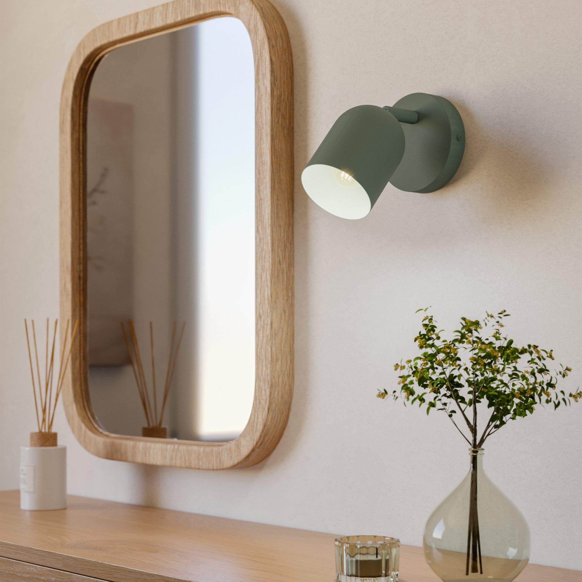 44132 Tilston Steel Minimalist Single Wall Spotlight Green