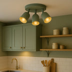 44134 Tilston Steel Minimalist Triple Ceiling Spotlight Green