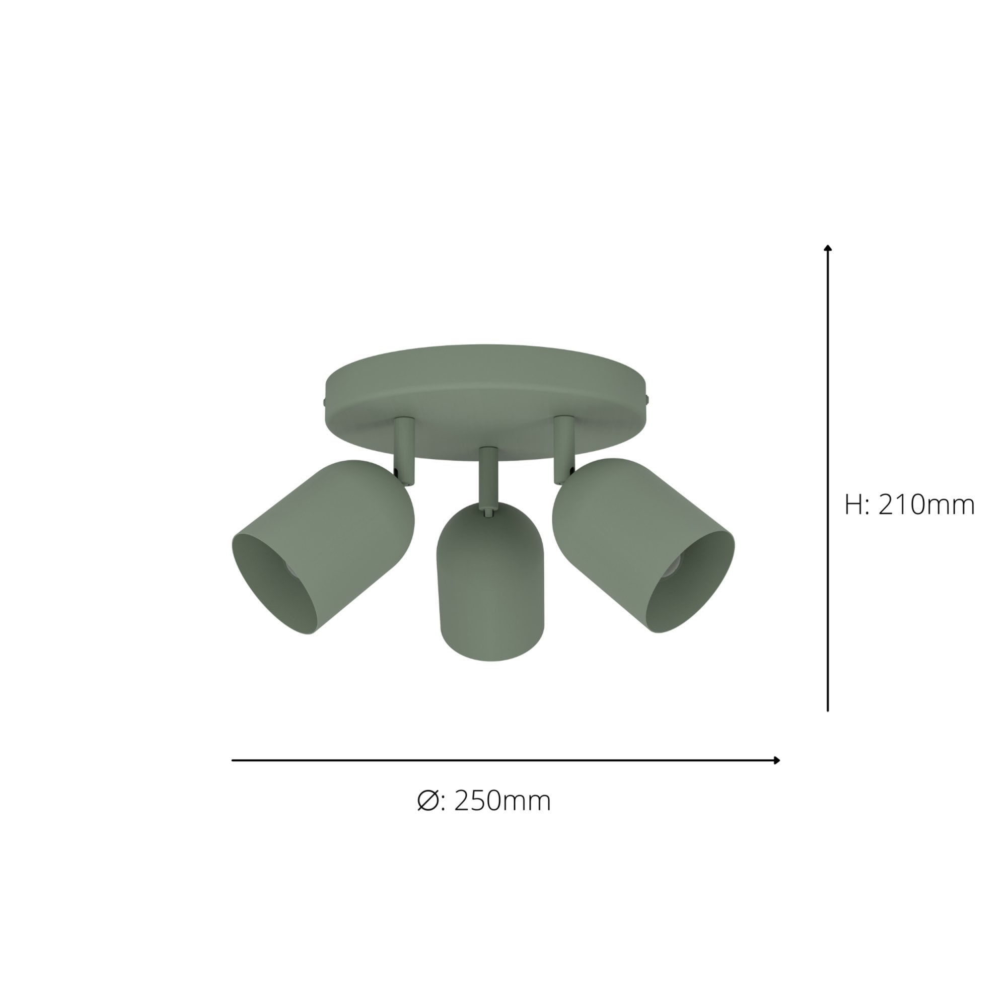 44134 Tilston Steel Minimalist Triple Ceiling Spotlight Green