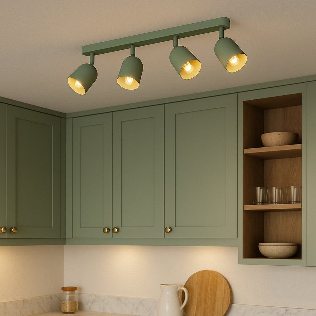 44135 Tilston Steel Minimalist 4-Light Ceiling Spotlight Green