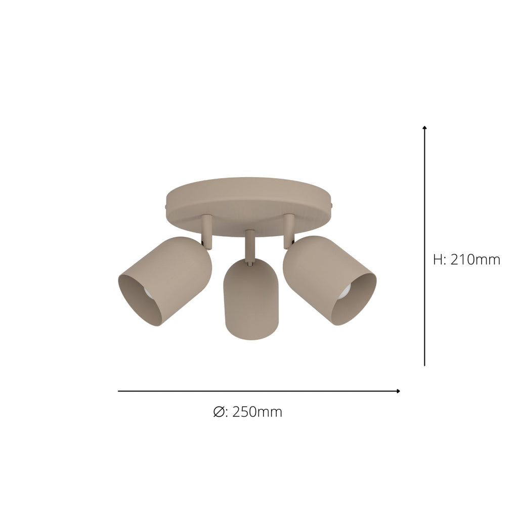 44163 Tilston Steel Minimalist Triple Ceiling Spotlight Sandy