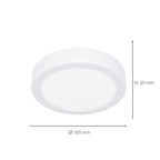 901332 Fueva 6 IP44 LED CCT Plastic Ceiling Light (D) 16.6cm White