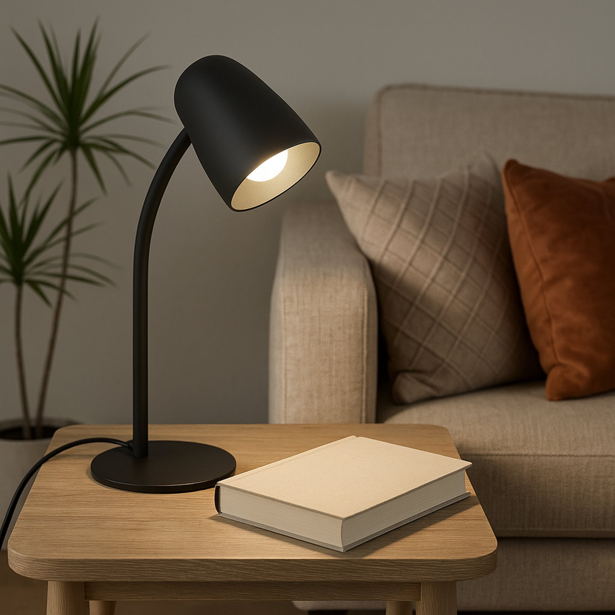 901828 Carlo Modern Steel Flexible Desk Lamp Black