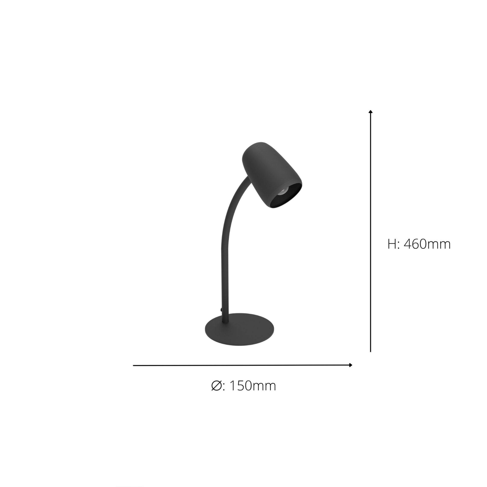 901828 Carlo Modern Steel Flexible Desk Lamp Black