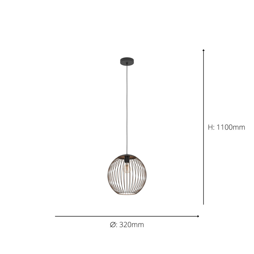 901868 Almanzora Black & Copper Wire Modern Steel Pendant