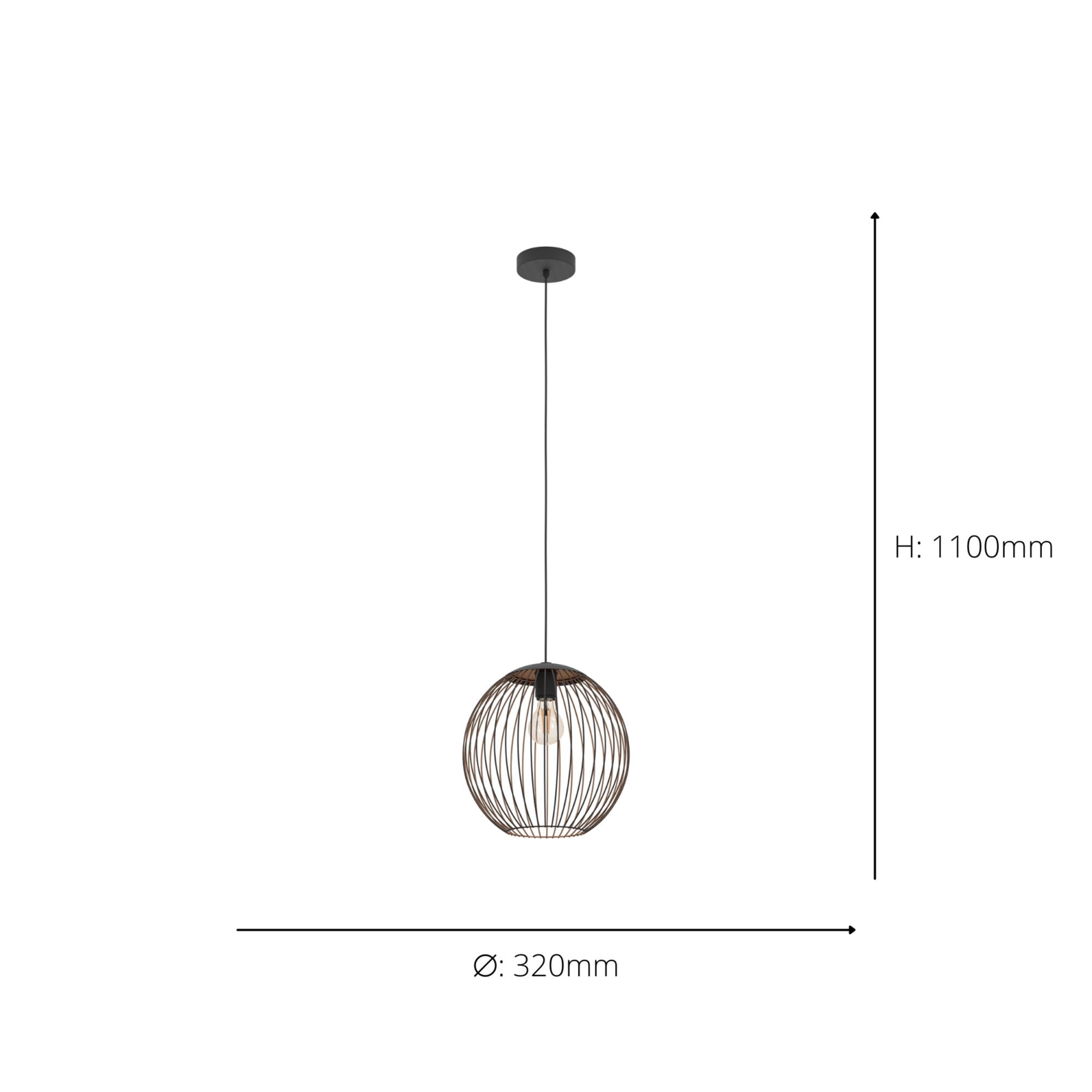 901868 Almanzora Black & Copper Wire Modern Steel Pendant