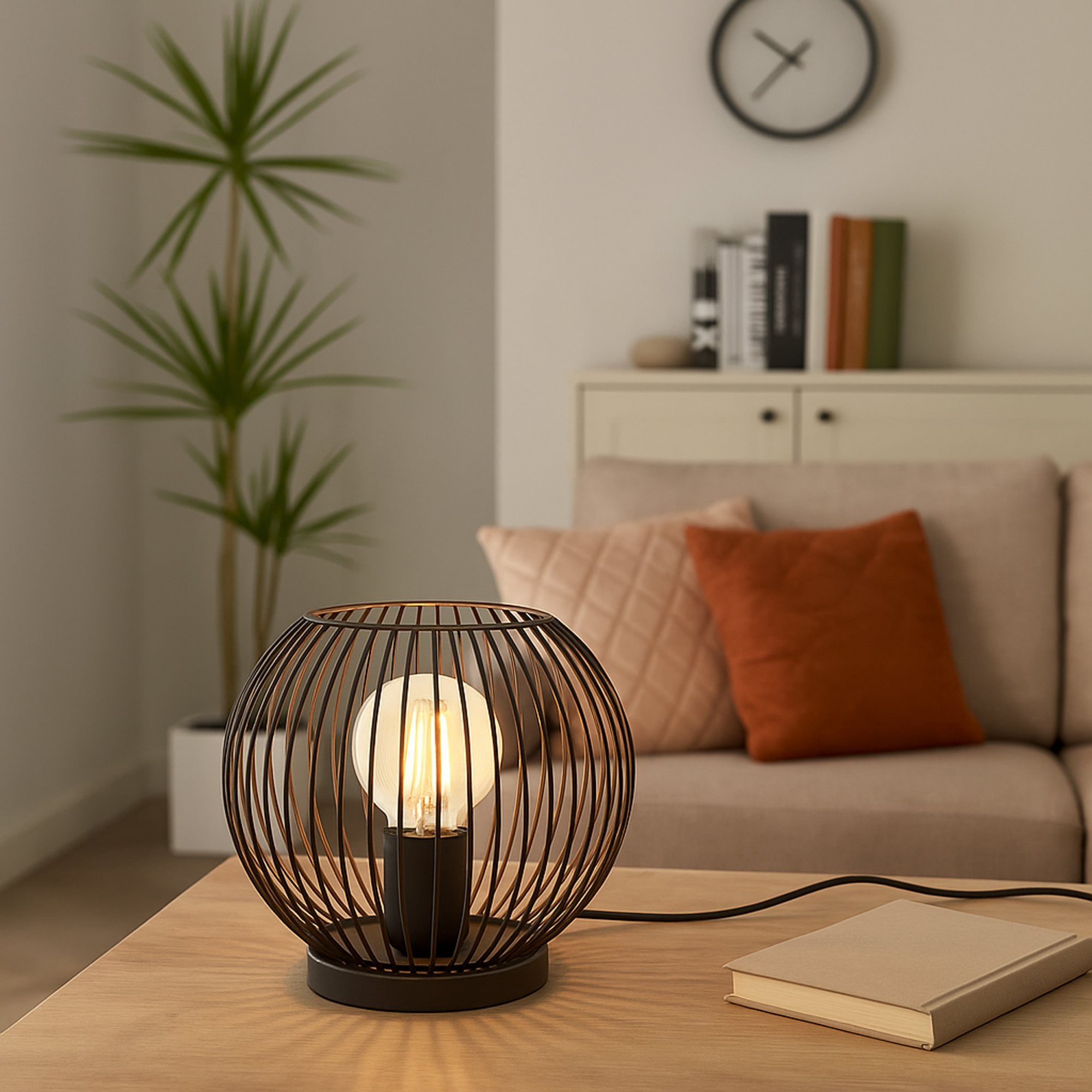 Almanzora Black & Copper Wire Modern Steel Table  Lamp