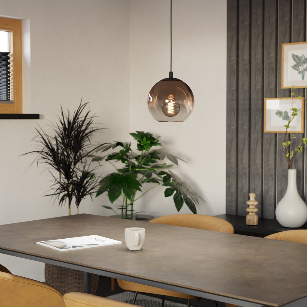 901923 Ariscani 1 Copper Ombre Effect Glass Single Pendant