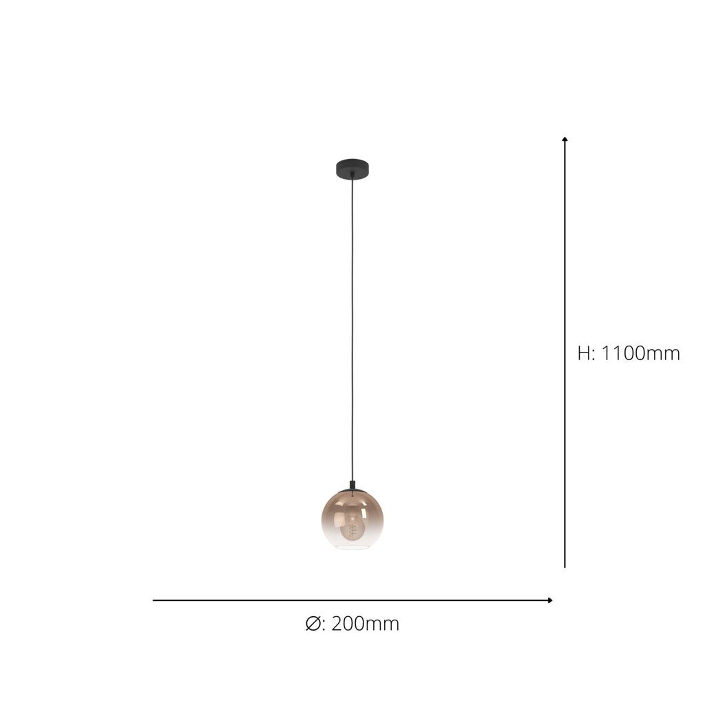 901923 Ariscani 1 Copper Ombre Effect Glass Single Pendant