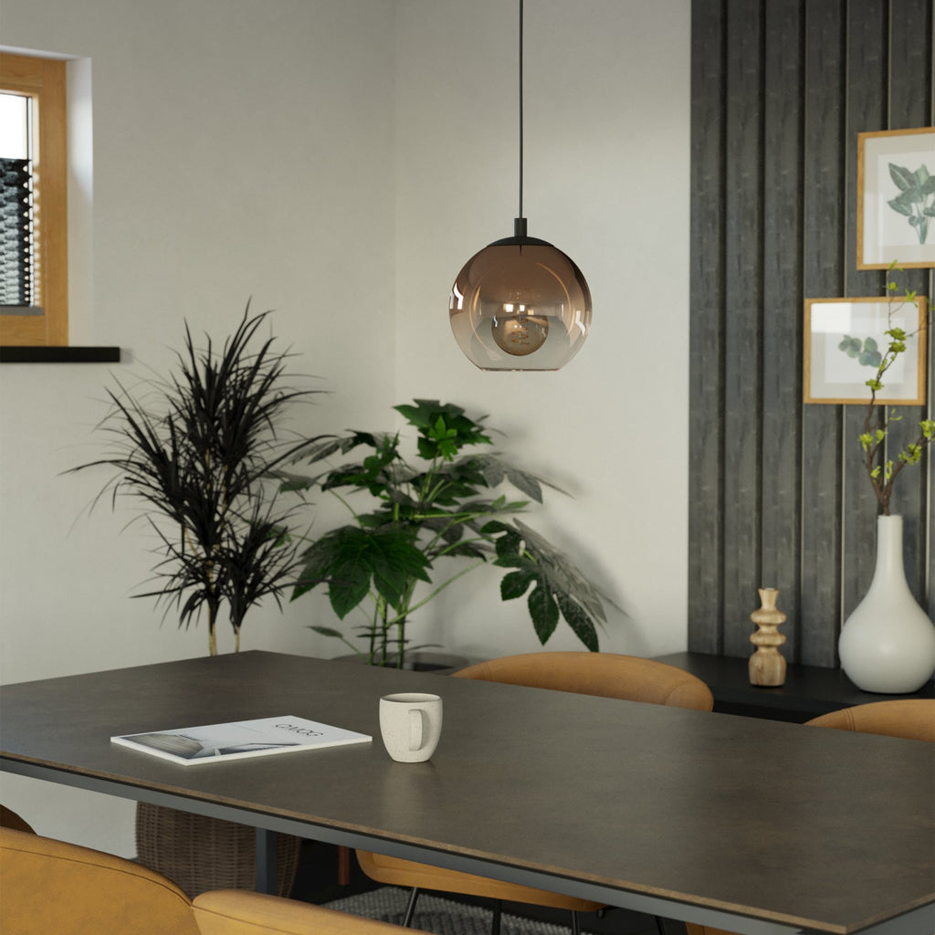 901923 Ariscani 1 Copper Ombre Effect Glass Single Pendant