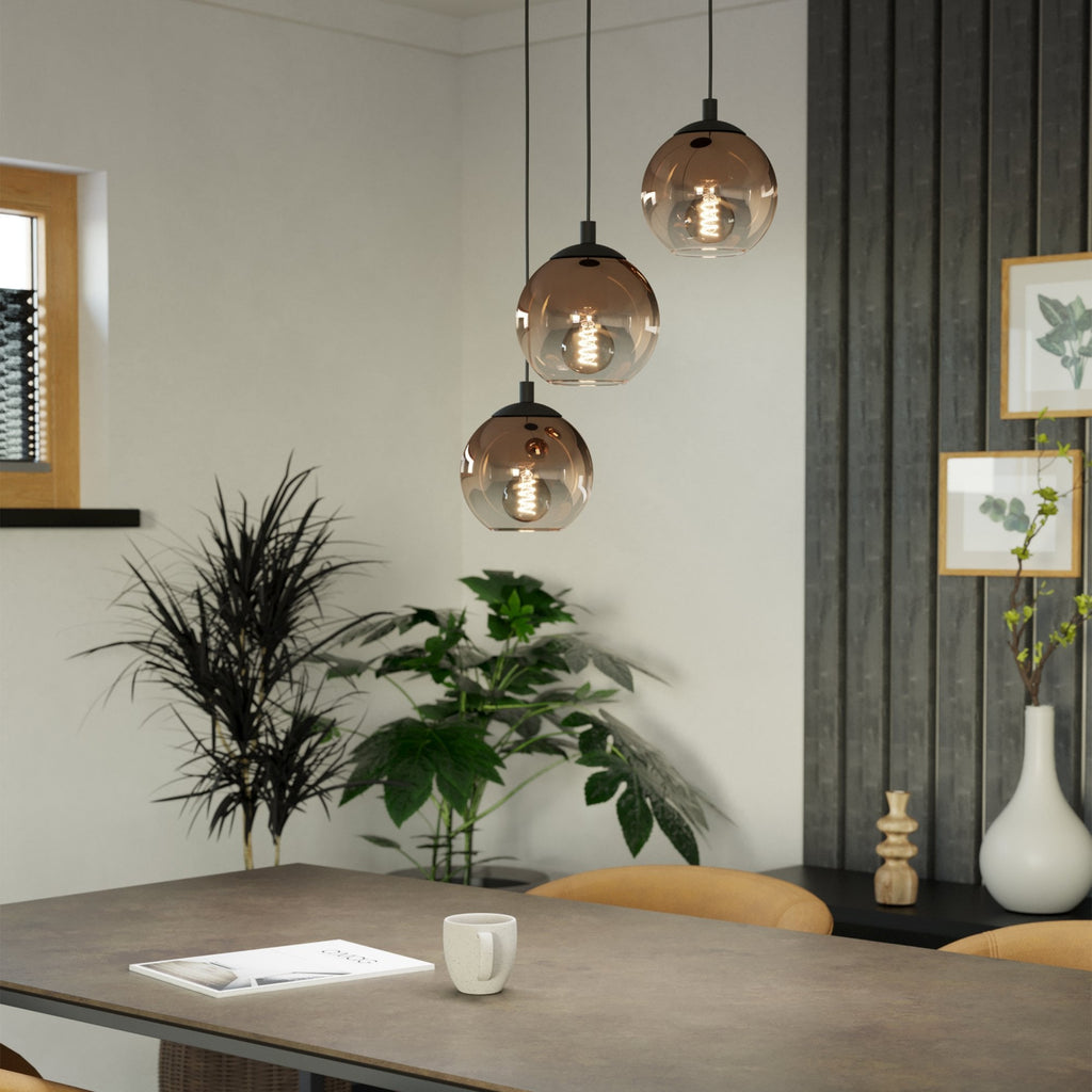 901925 Ariscani 1 Copper Ombre Effect Glass 3 Light Pendant
