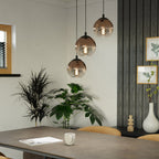901925 Ariscani 1 Copper Ombre Effect Glass 3 Light Pendant