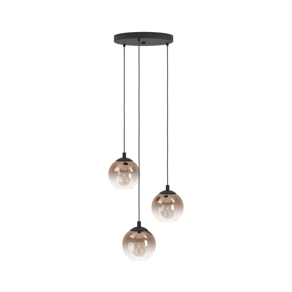 901925 Ariscani 1 Copper Ombre Effect Glass 3 Light Pendant