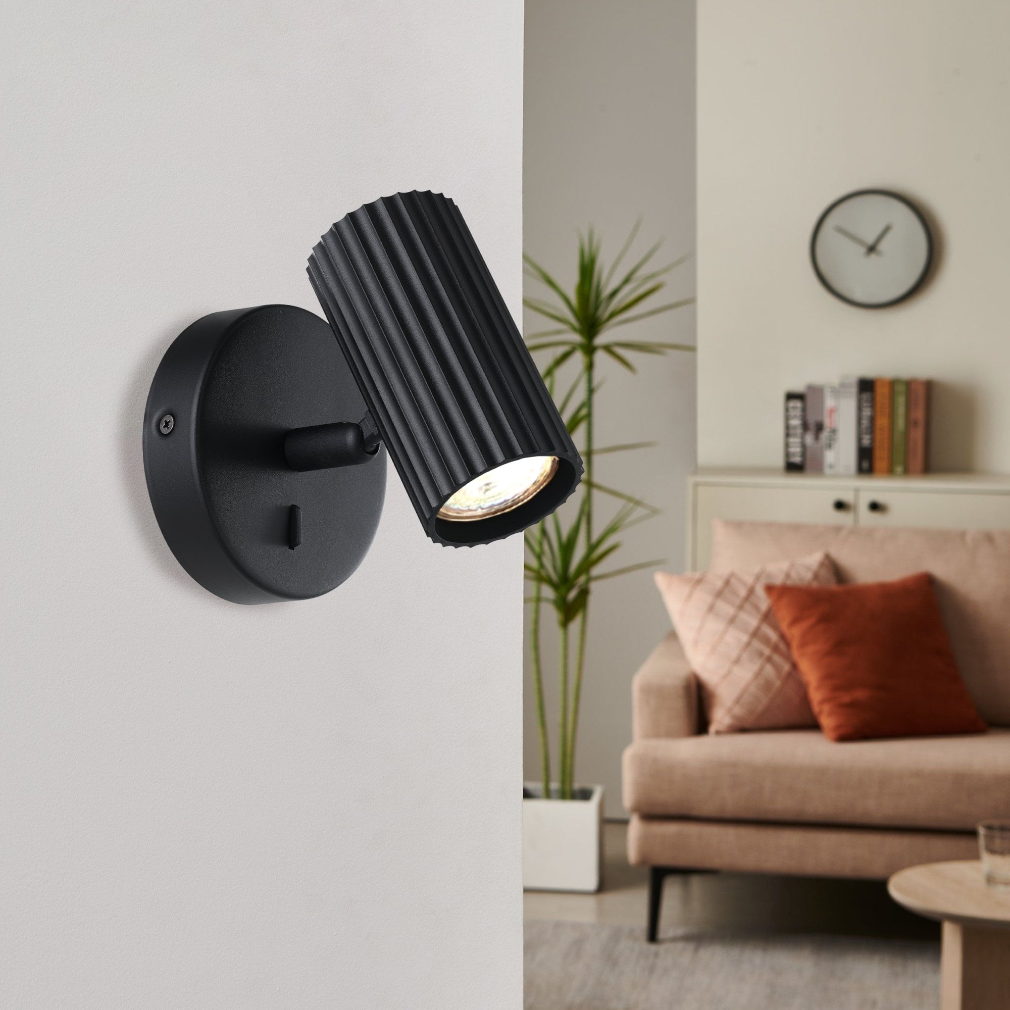 902031 Portillo Aluminium & Steel Modern Wall Spotlight Black