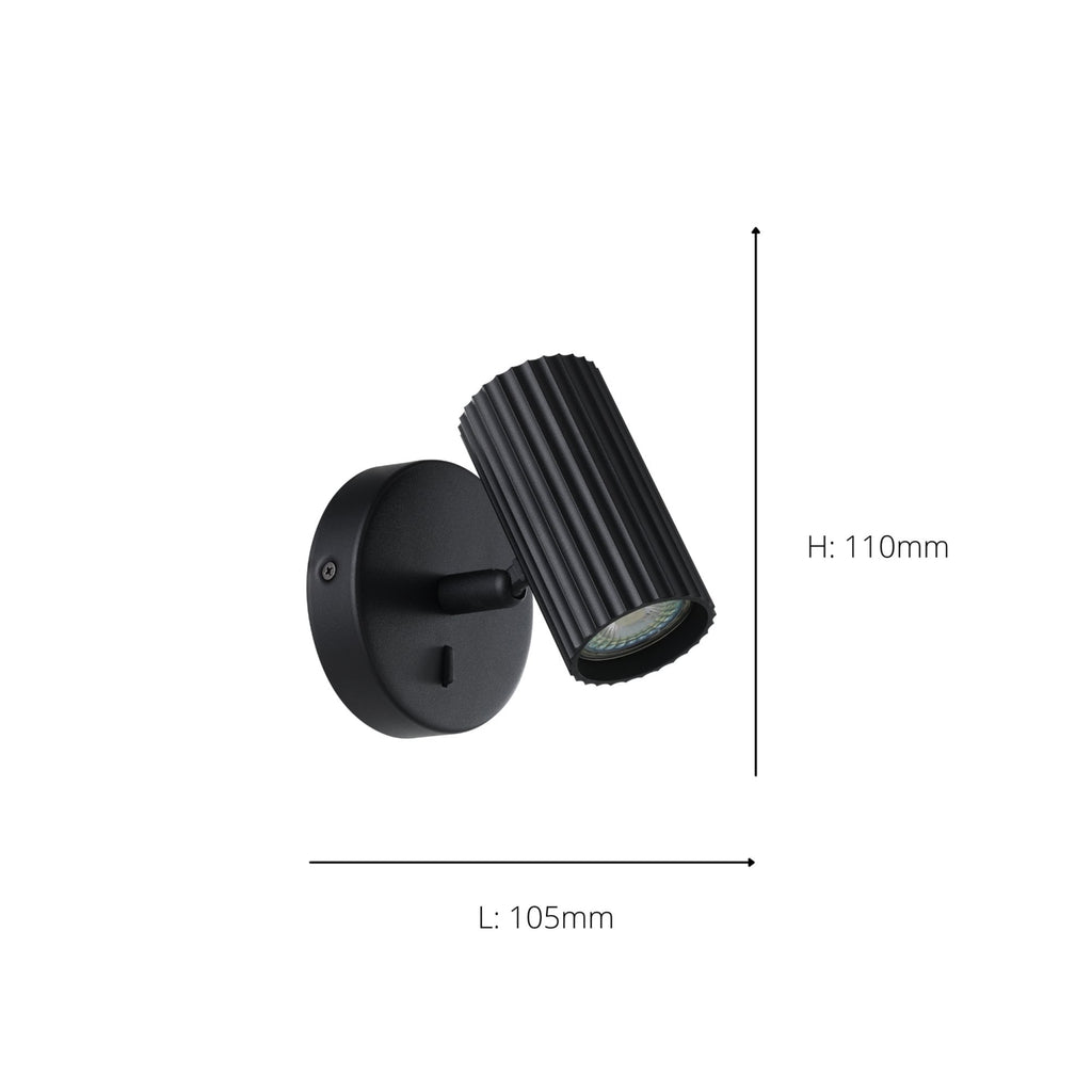 902031 Portillo Aluminium & Steel Modern Wall Spotlight Black