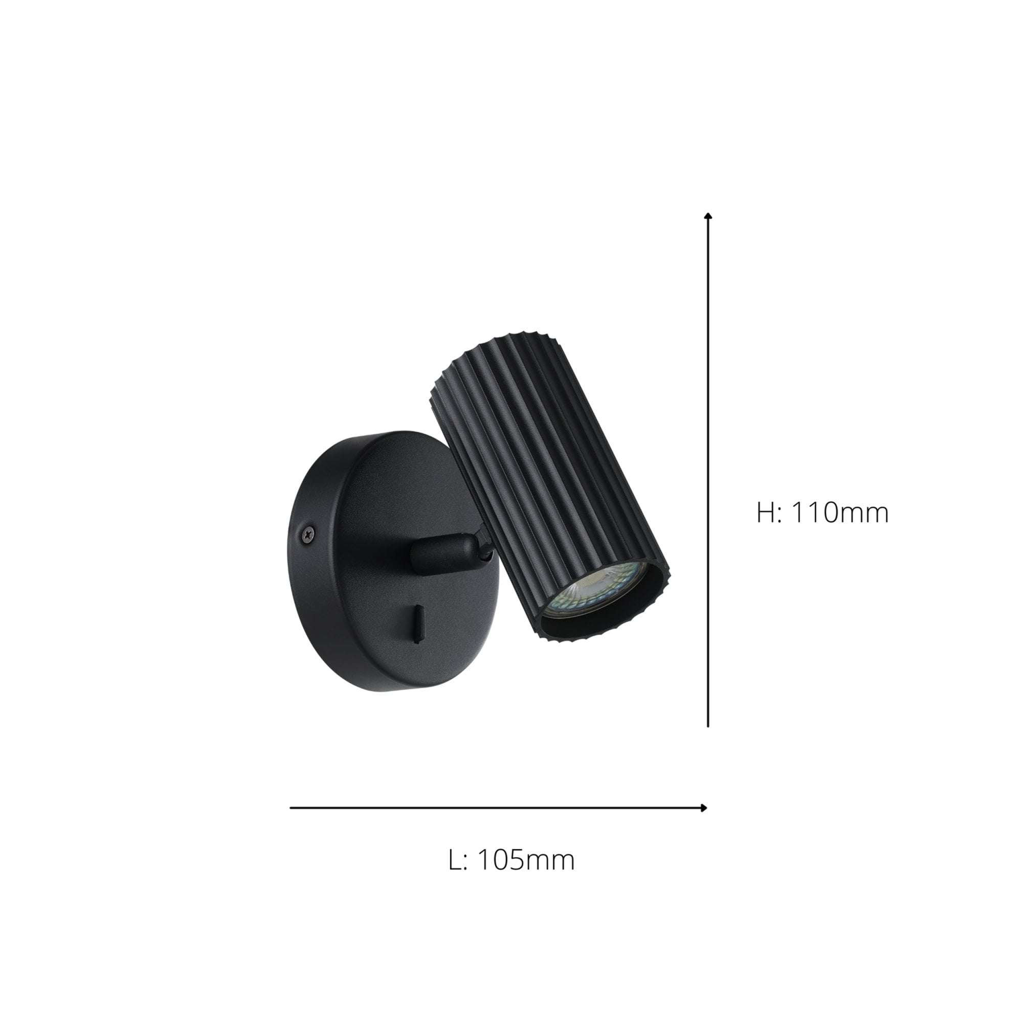902031 Portillo Aluminium & Steel Modern Wall Spotlight Black