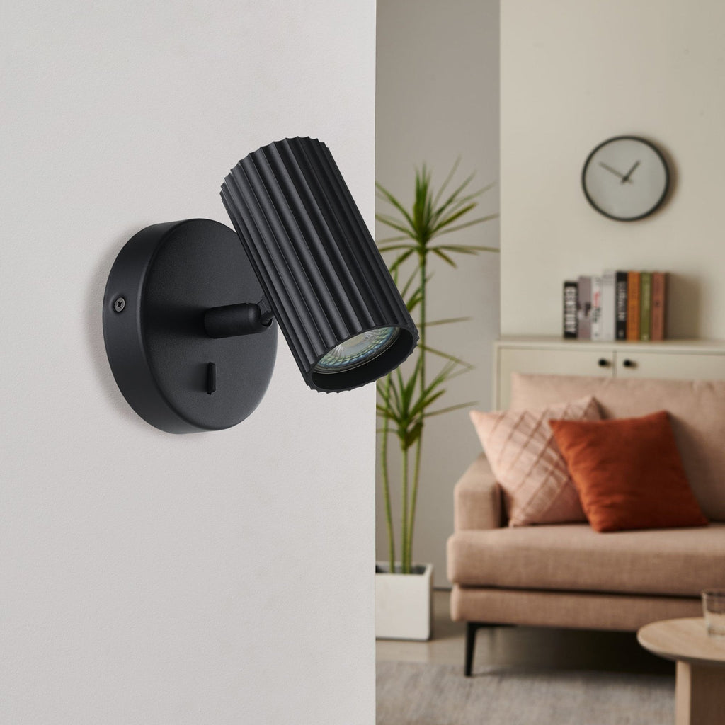 902031 Portillo Aluminium & Steel Modern Wall Spotlight Black