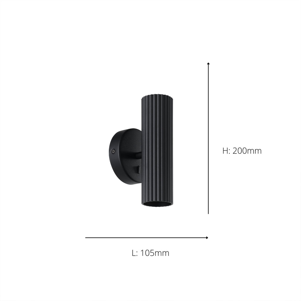 902032 Portillo Aluminium & Steel Modern Uplight & Wall Down Light Black
