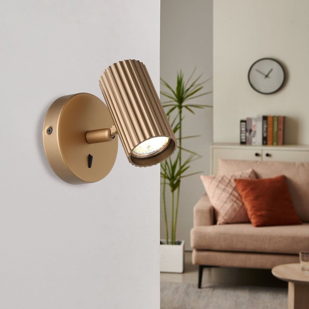 902033 Portillo Aluminium & Steel Modern Wall Spotlight Matte Brass