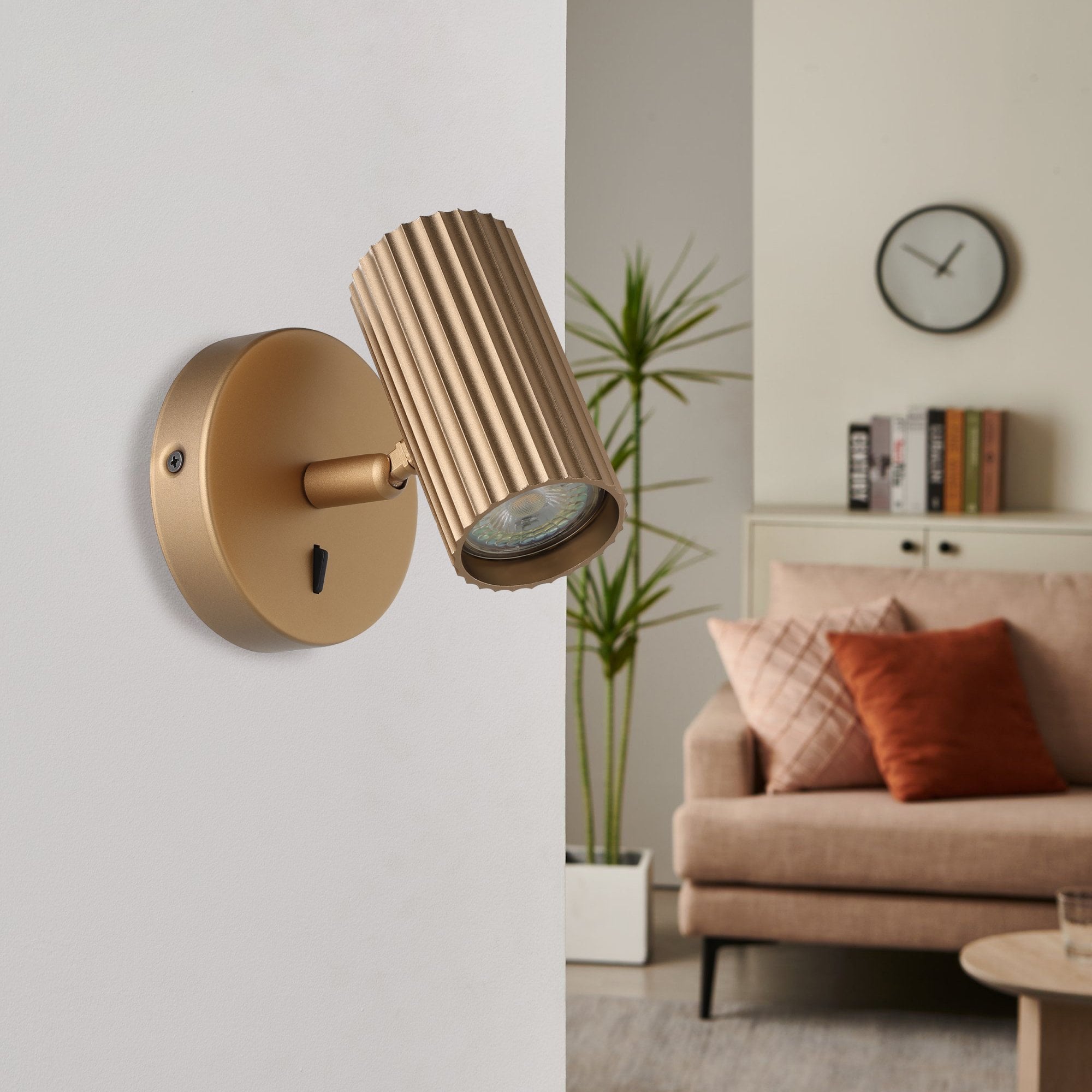 902033 Portillo Aluminium & Steel Modern Wall Spotlight Matte Brass
