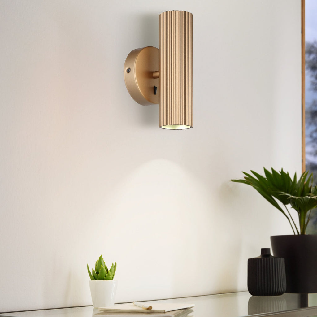 902034 Portillo Aluminium & Steel Modern Uplight & Wall Down Light Matte Brass